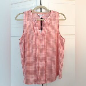 41 Hawthorn Pink and Coral Split Neck Sleeveless Blouse
